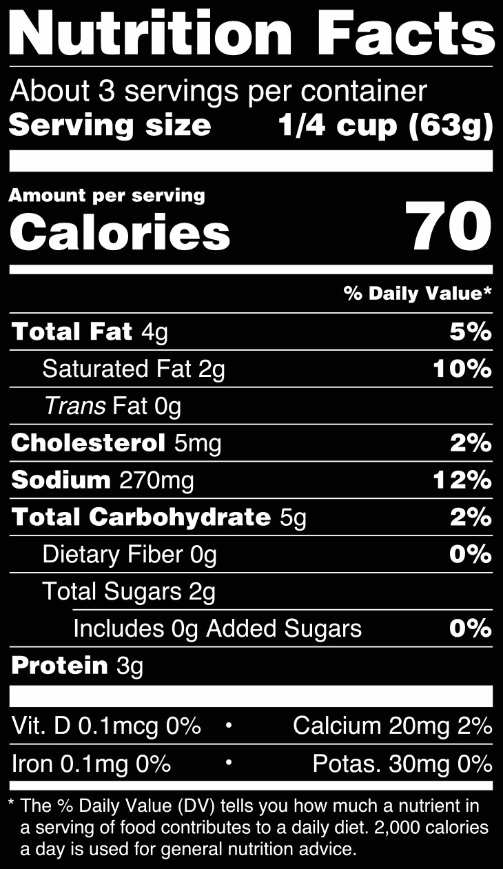 Alfredo’bsession Nutrition Facts