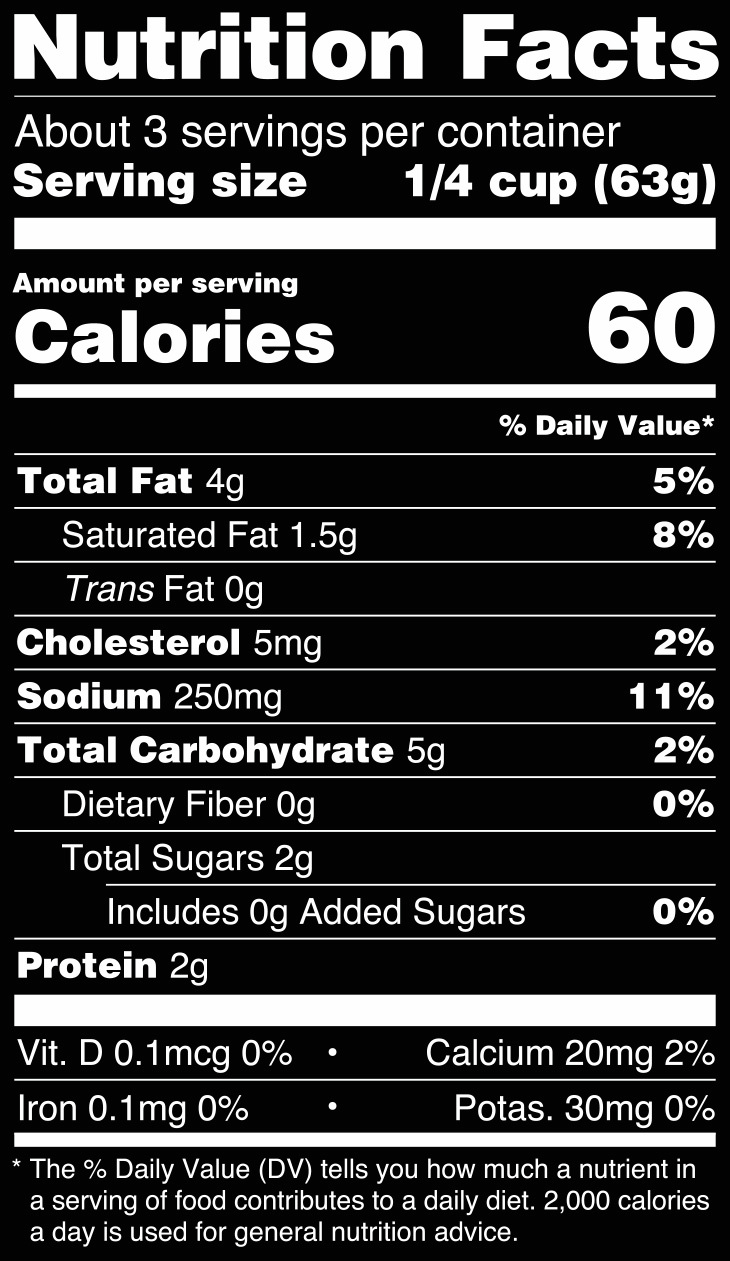 Lemon’cello Alfredo Nutrition Facts