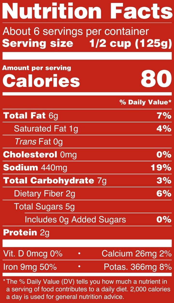 Red Hot Marinara Nutrition Facts