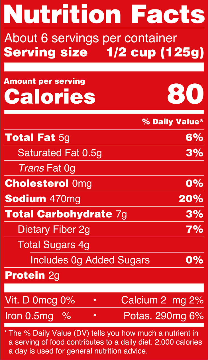 Basil’icious Marinara Nutrition Facts